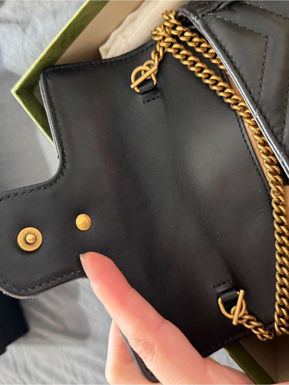 Gucci Black Quilted Shoulder Bag with Gold Chain Strap